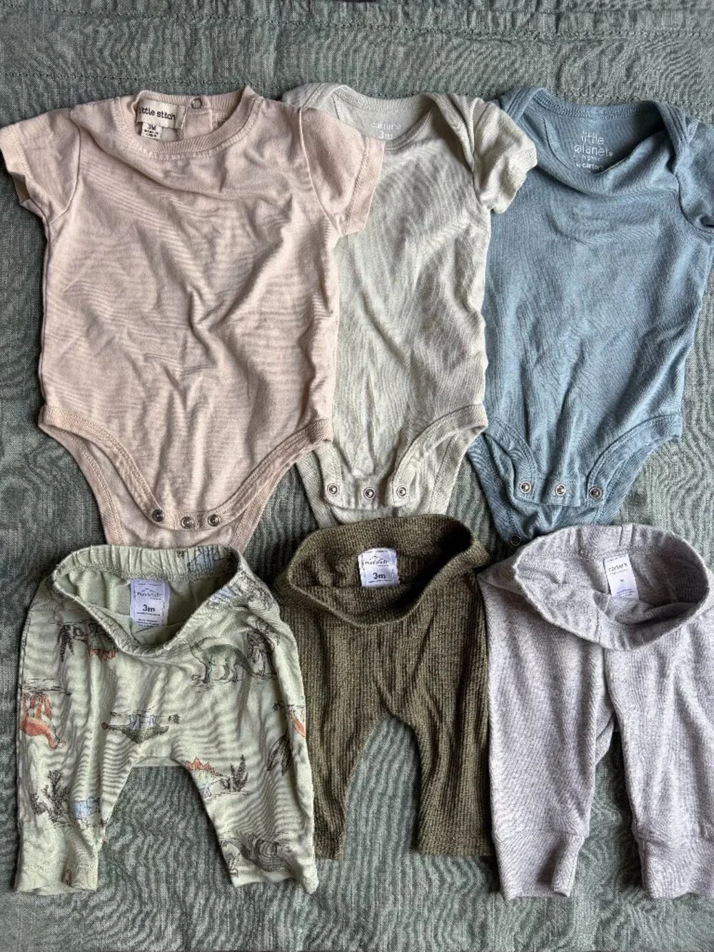 6 Piece Baby Neutral Basics Bundle - Onesies and Pants